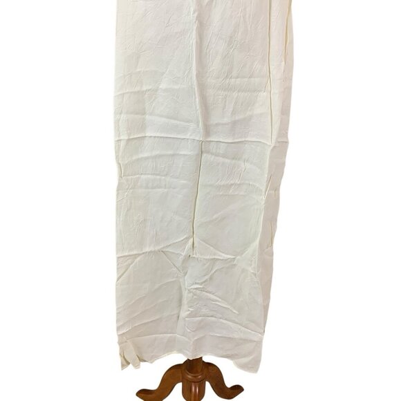 Jessica McClintock Cream Slip Midi Dress Spaghetti Strap Small Slit Large - Picture 3 of 6